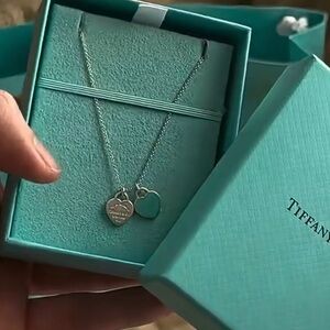 Tiffany & Co. Silver Necklace with Blue Heart Charms
